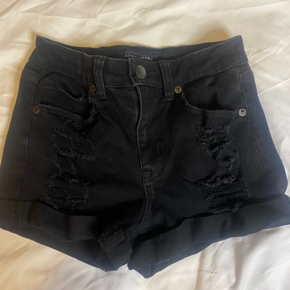 Black ripped Aeropostale denim shorts